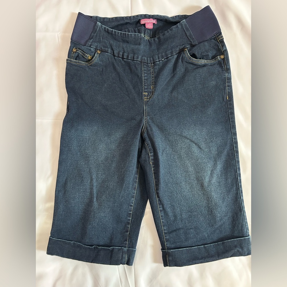 Woman Within Dark Blue Pull-On Denim Jean Shorts